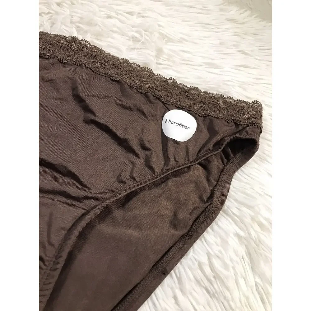 Plus Sz 14/16 Lane Bryant Cacique Cheeky Brief Panty Pink Mocha Brown Microfiber
